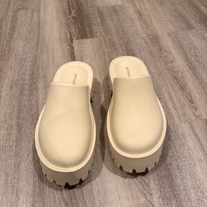 Cream Platform Mules